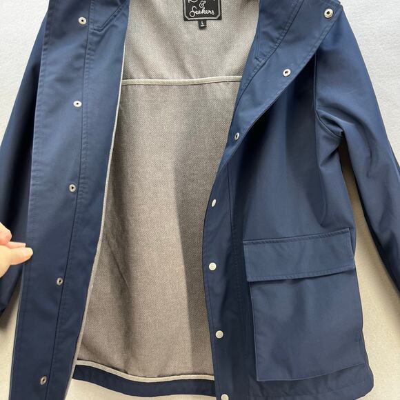 Roamers & Seekers Rain Jacket Men's L Blue Grey Globetrotter Log It Lined EUC - Picture 3 of 10